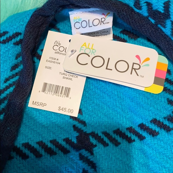 Turquoise And Navy Wrap Shawl - Picture 15 of 16